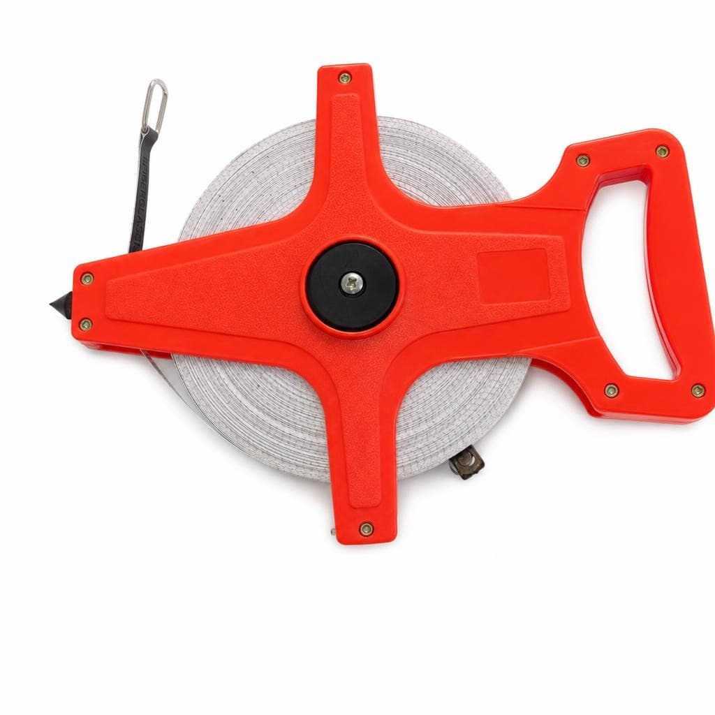 50m Open Reel Fibreglass Measuring Tape with Winding Handle, New