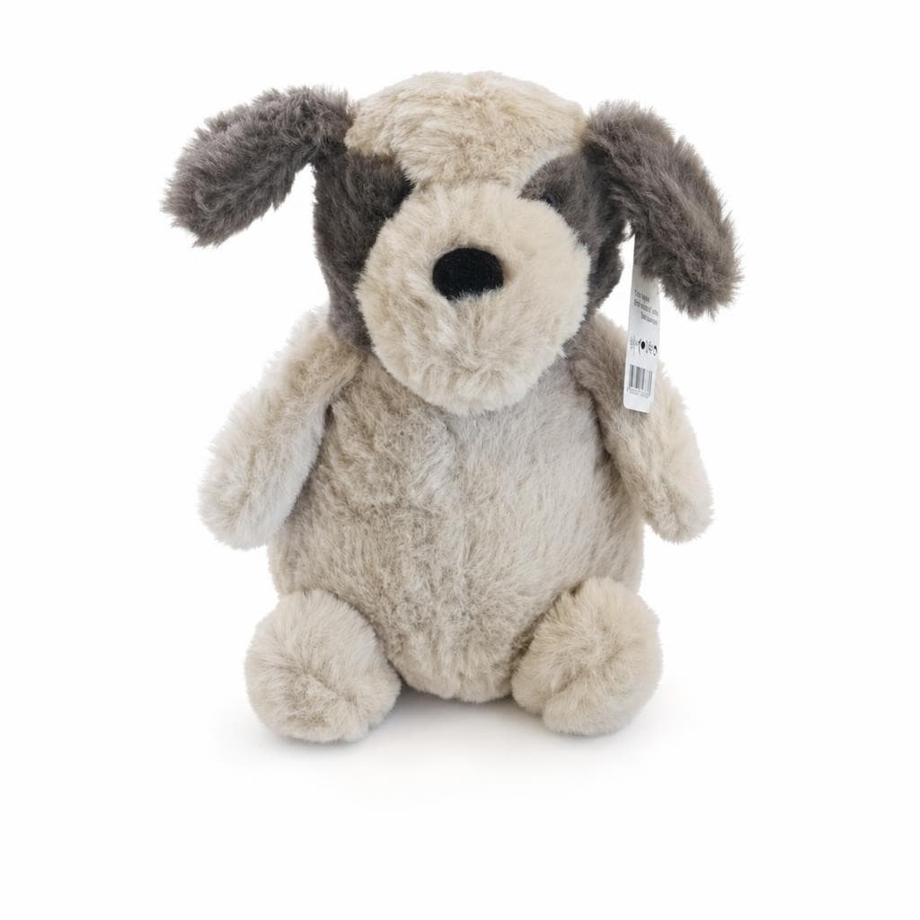 Aurora Dog Plush Soft Toy Cream Grey Puppy Stuffed Animal New