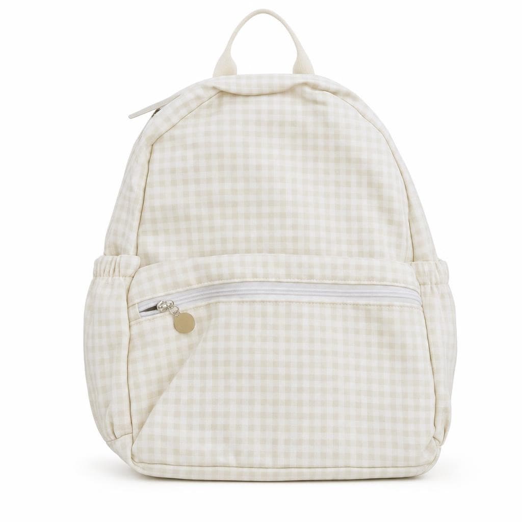 Kids Backpack Beige Gingham Check Kindy School Bag